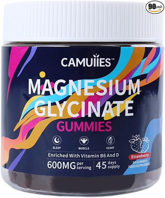 Read more about the article 90 Counts Magnesium Glycinate Gummies – High Strength Magnesium Complex 600mg Per Serving with Calcium, Potassium, D, B6 & Coenzyme Q10 – Strawberry Flavours – Sleep, Focus & Relaxation