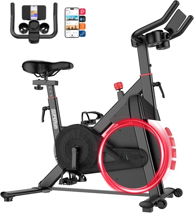 Read more about the article Superun Exercise Bike for Home Use Spin Bike with Adjustable Magnetic Resistance, Stationary Bike with LCD Display and APP, 136 kg Weight Capacity