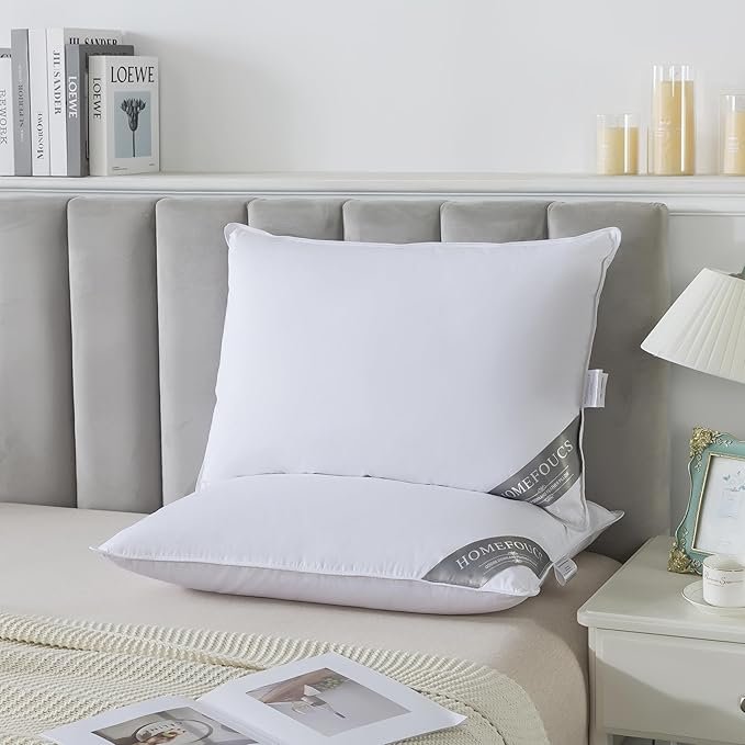 Read more about the article Luxury Feather and Down Pillows, pack of 2 100% Cotton Shell, Soft Hotel Quality Pillows (30% Down)