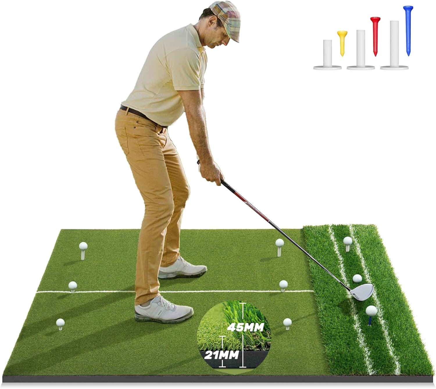 You are currently viewing Premium Dual-Turf 5x4ft Golf Mat – Upgraded Golf Hitting Practice Mat for Indoor & Outdoor Training ⛳