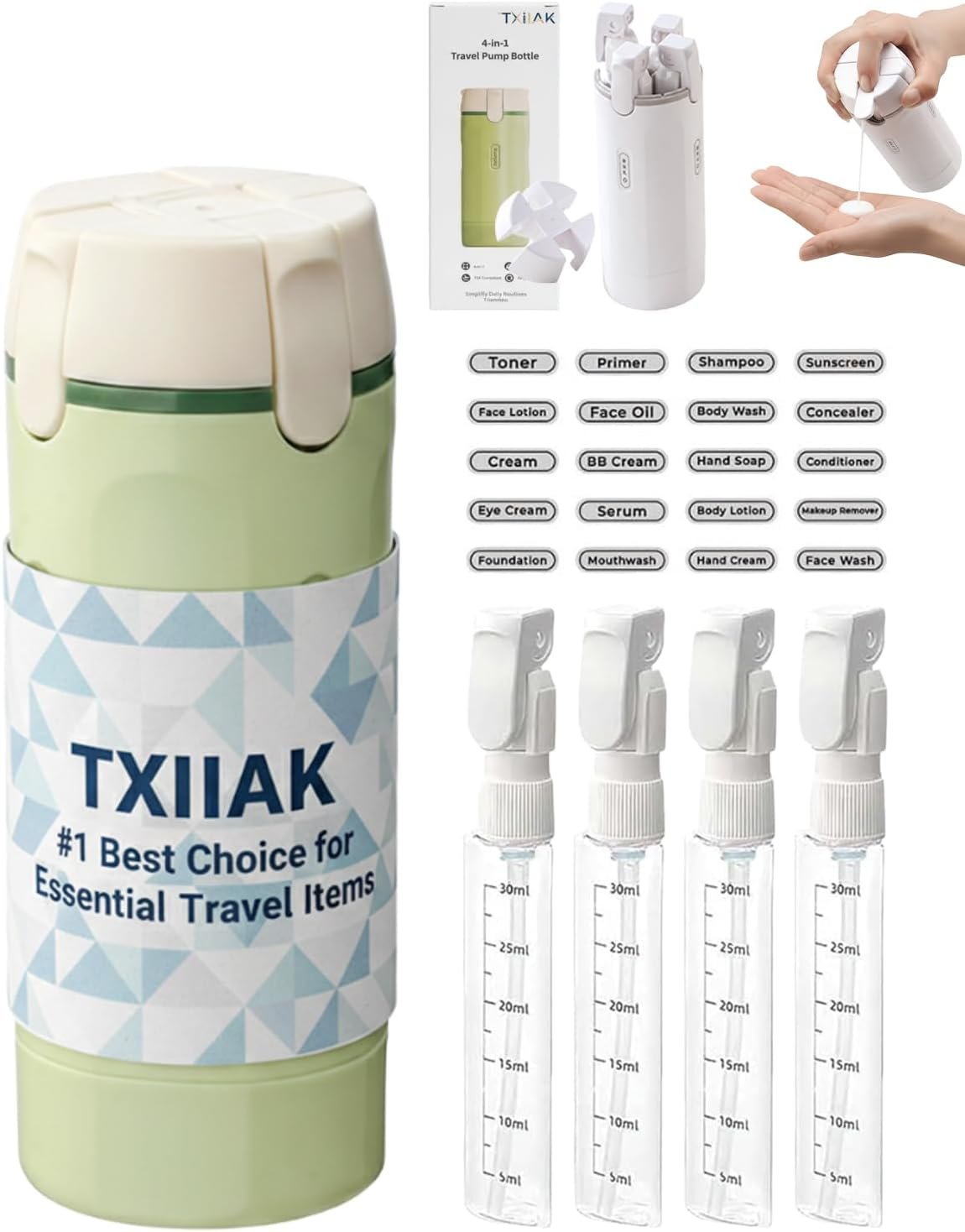 You are currently viewing All-in-1 Travel Dispenser Bottle Set – Refillable Leakproof Cosmetic Containers with Squeeze Pump for Shampoo, Conditioner & Toiletries (Portable Travel Essentials)