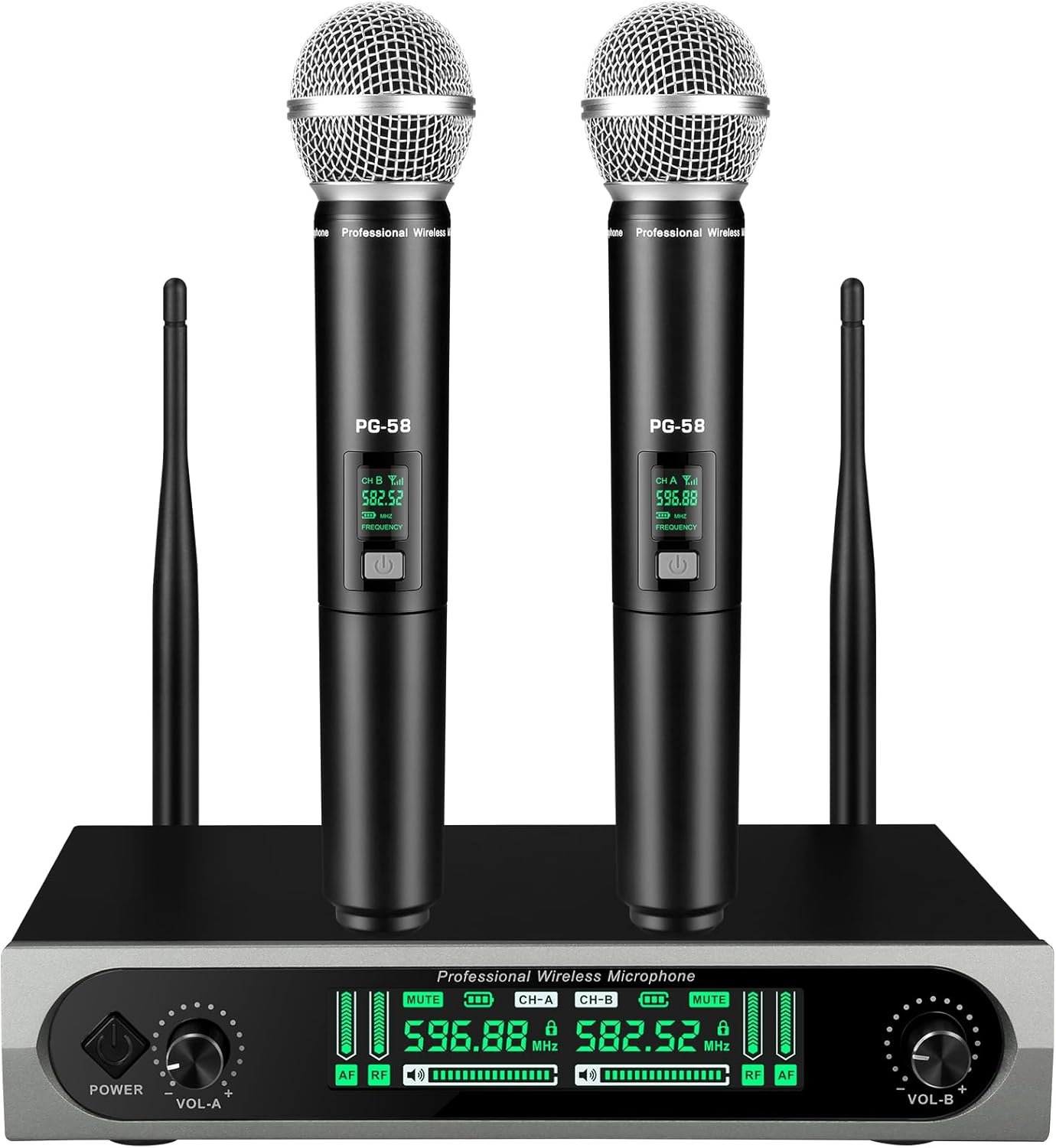You are currently viewing Wireless UHF Microphone System with 2 Handheld Microphones, Auto Scan, Dual Channel Receiver for Karaoke, Stage, Church & DJ