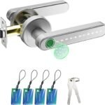 Fingerprint Door Lock Biometric Door Knob with Keypad Keyless Entry for Bedrooms – Smart Electronic Door Lock with Fingerprint, Passcode & Backup Keys