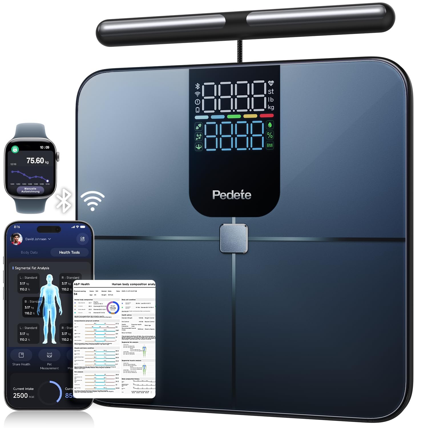 You are currently viewing Smart Body Fat Scale with 8 Electrodes – Digital Bluetooth Bathroom Scale for Body Composition, BMI, Protein & 28 Metrics, High Precision Weight Scale up to 180kg