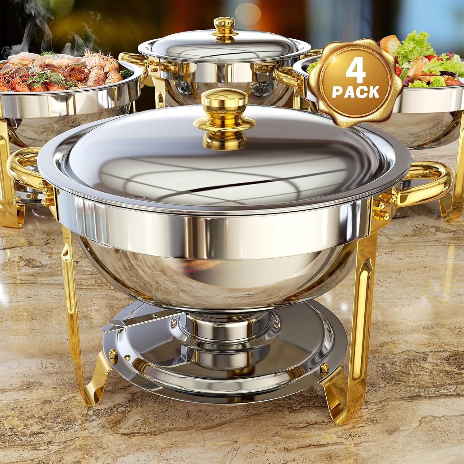You are currently viewing ZILODE 4 Pack 5QT Chafing Dish Buffet Set (Gold & Silver)