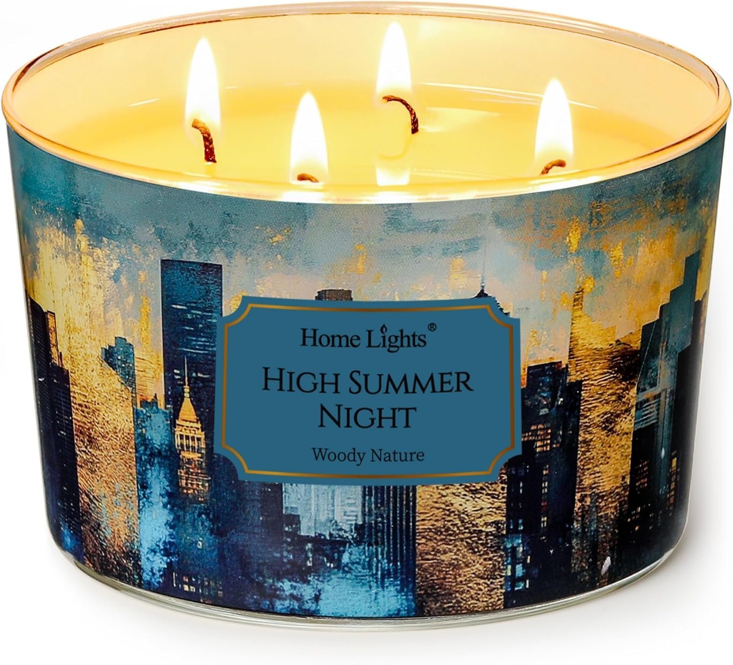 You are currently viewing HomeLights High Summer Night Scented Candle – 18oz Large Soy Wax Candle, Industrial Chic 4-Wick Jar Candle, Long-Lasting Aromatherapy Candle for Home Decor, Relaxation & Gift for Events
