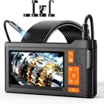 Dual Lens Endoscope Camera with Light – 4.3″ LCD Borescope Inspection Camera with Photo & Video Recording, Built-in 32GB Card, 16.4FT Semi-Rigid Snake Cable, IP67 Waterproof for Pipe, Engine, Wall & HVAC Inspection