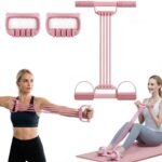 3-in-1 Adjustable Pedal Resistance Band with 8 Tubes – Multifunction Sit-Up Trainer, Natural Latex Tension Rope for Full Body Workout, Fat Loss & Muscle Toning