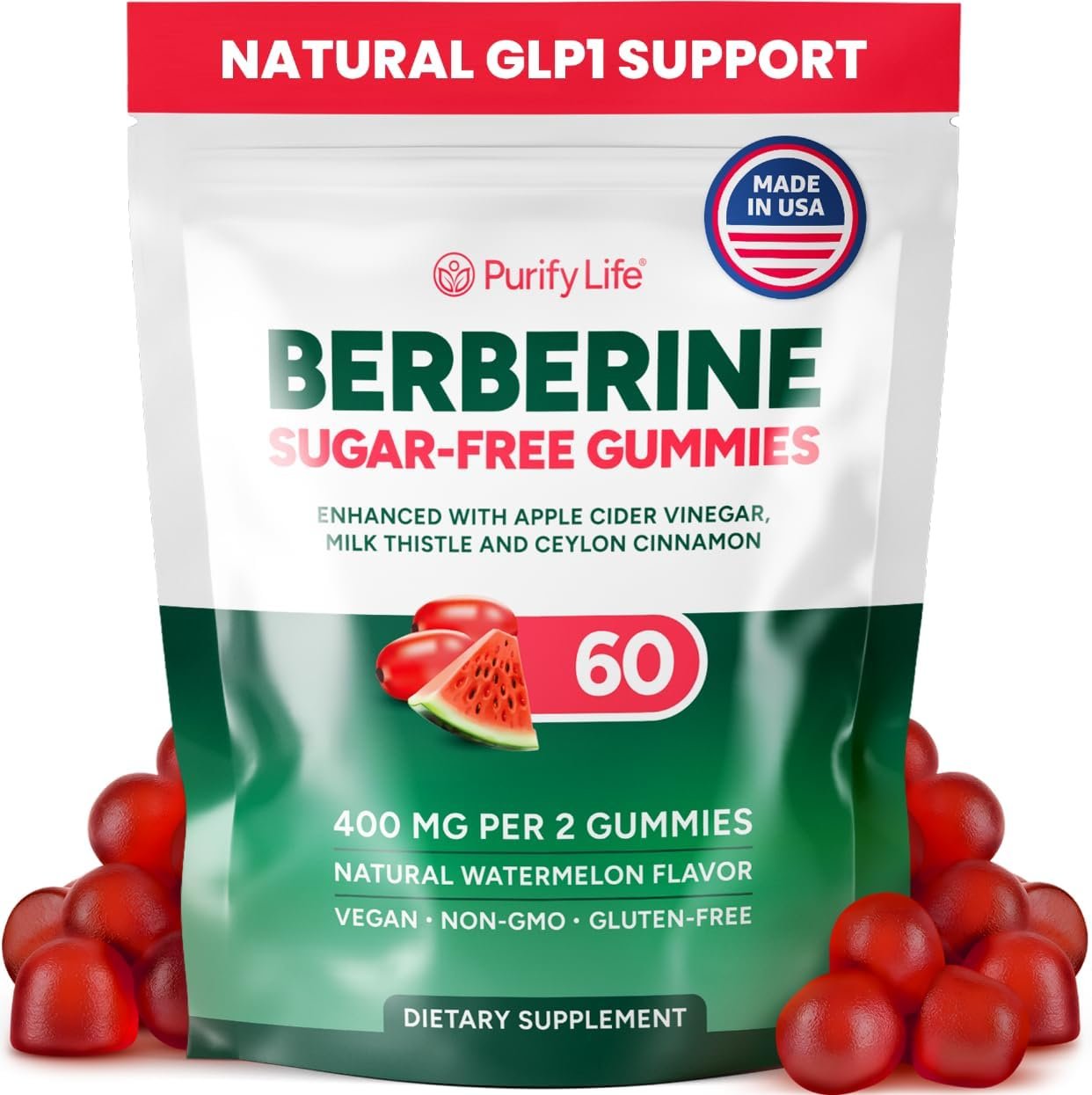You are currently viewing GLP-1 Support Berberine Gummies – Sugar-Free Metabolism & Appetite Control Supplement with Ceylon Cinnamon, Milk Thistle & Apple Cider Vinegar | AMPK Activator for Weight Management & Blood Sugar Support