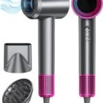 Hair Dryer, 160000 RPM with 500M Negative Ions, Blow Dryer with Diffuser, Fast Drying Professional Hairdryer for Women and Men, Thermo-Control Lightweight Quiet for Curly Hair, Home