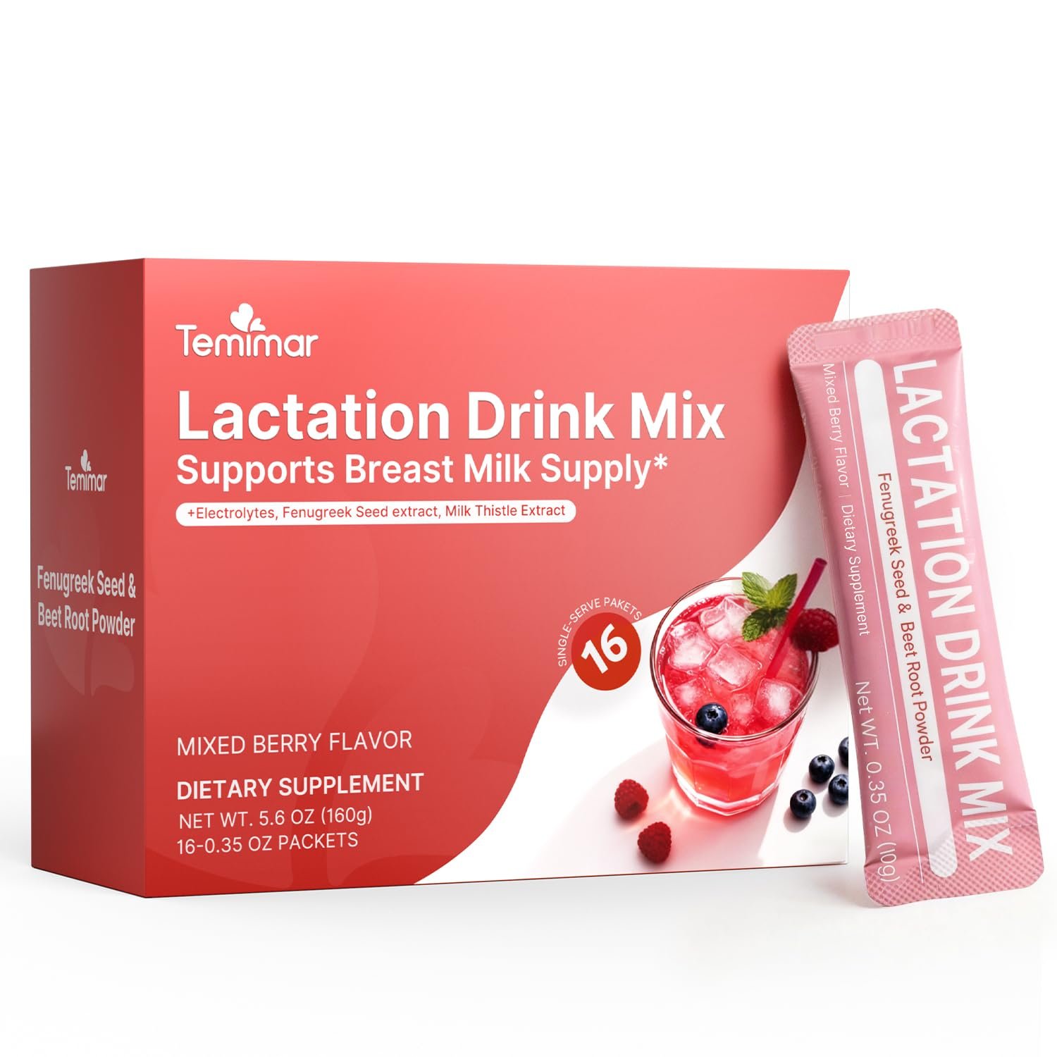 You are currently viewing Lactation Drink Mix for Breastfeeding, with Fenugreek, Milk Thistle, Electrolytes for Healthy Milk Supply & Hydration, Mixed Berry Flavor, 16 Count