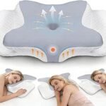 Memory Schaumstoffkissen für Halsstütze,Langsames Rebound Schmerzlinderung Kühlkissen,Verstellbares ergonomisches orthopädisches Bettkissen zum Schlafen für Seite, Rücken und Magen Schlafen