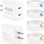 45W iPhone 17 16 15 Charger Fast Charging, 2Pack Dual Port USB C Charger Block with Long 60W 3/6/10/10FT USB C to C Cable, PD 3.0 Wall Charger Plug for iPhone 17/16 Pro Max/15 Series/iPad Pro