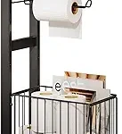 Toilet Paper Holder Stand with Storage Shelf – Multi Tier Metal Toilet Paper Stand with