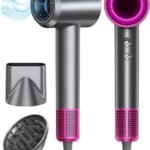 Hair Dryer, 160000 RPM with 500M Negative Ions, Blow Dryer with Diffuser, Fast Drying Professional Hairdryer for Women and Men, Thermo-Control Lightweight Quiet for Curly Hair, Home Travel Salon