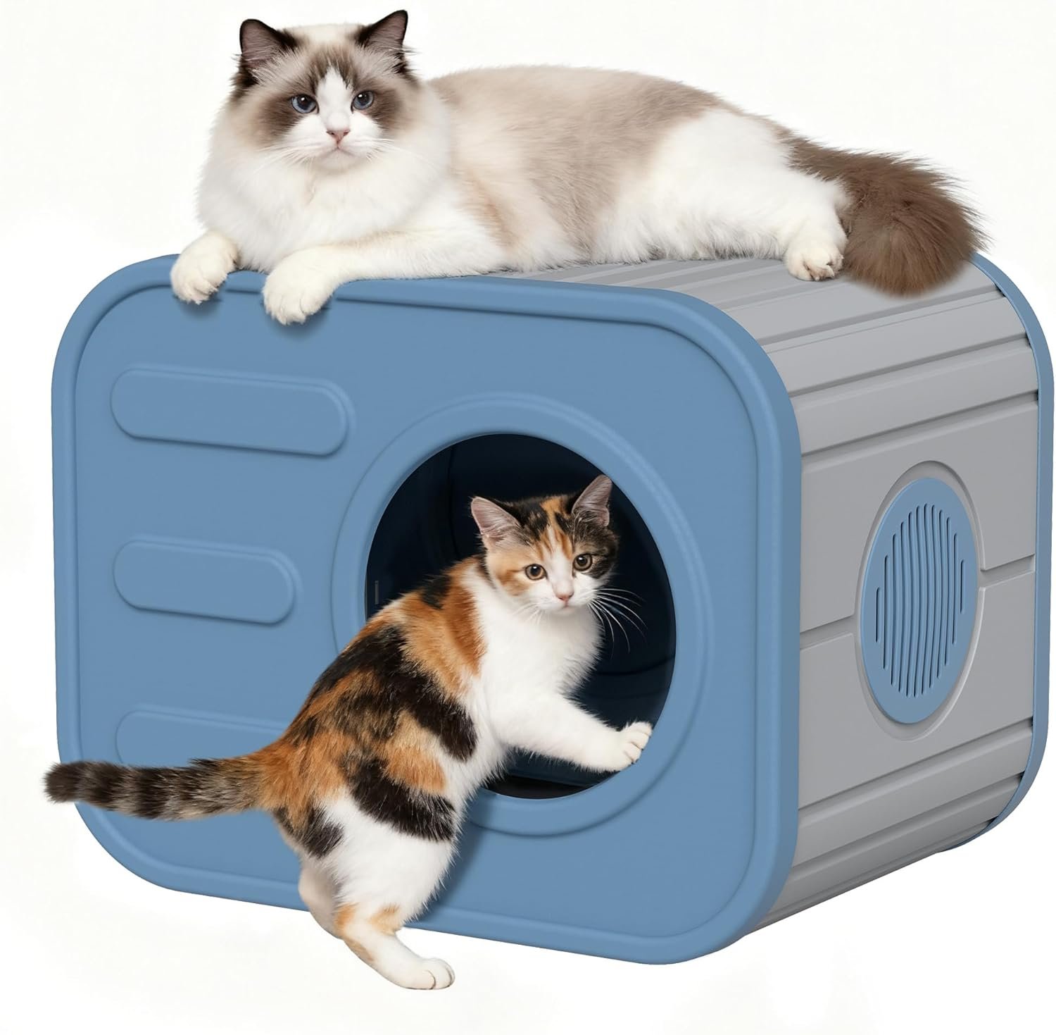 You are currently viewing Feral Outdoor Cat House Weatherproof, Insualted Cat Houses for Outdoor Indoor Cats with Camera-Shaped Design, Sturdy Resin Outside Shelter for Cats