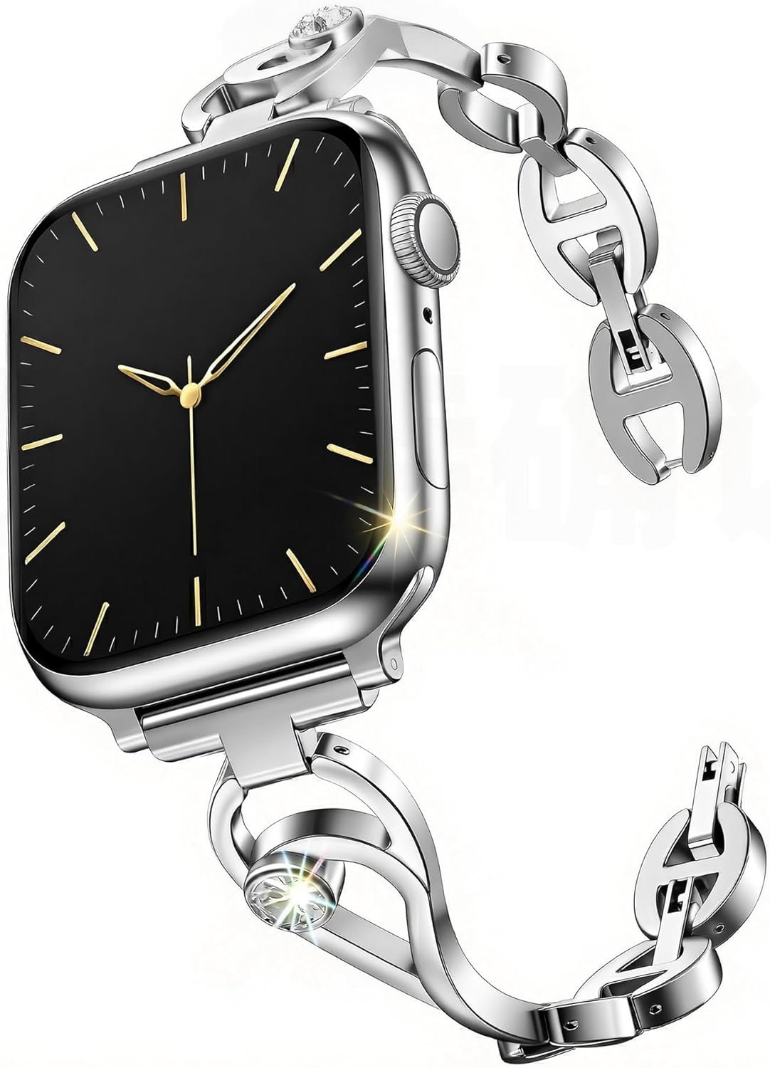 You are currently viewing SaNgaMEi Slim Metal Apple Watch Band for Women – Bling Diamond Stainless Steel Bracelet Strap Compatible with iWatch Series 11/10/9/8/7/6/5/4/3/SE/Ultra (38mm–49mm)