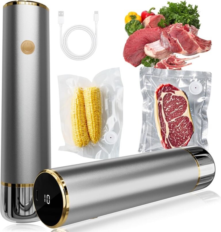 Read more about the article Powerful Handheld Vacuum Sealer – Compact Food Saver Machine with 10 Reusable Bags, Portable Design for Meal Prep, Sous Vide & Long-Term Food Storage (Silver)