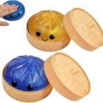 2 Pcs Dumpling Squishies, Slow Rising Glitter Dumpling Mystery Box, Colorful Dumplings Stress Relief Fidget Sensory Toy Gifts for Kids Adult