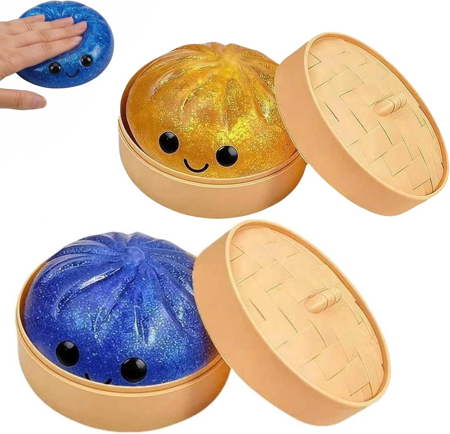 Read more about the article 2 Pcs Dumpling Squishies, Slow Rising Glitter Dumpling Mystery Box, Colorful Dumplings Stress Relief Fidget Sensory Toy Gifts for Kids Adult