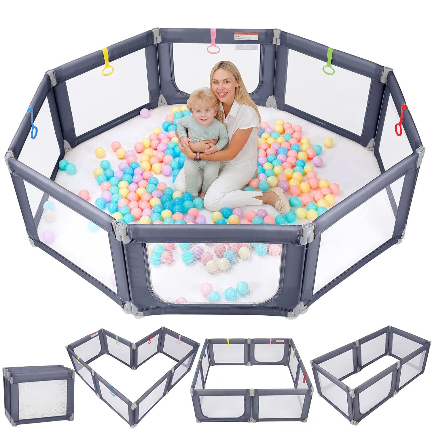 Read more about the article Kidirect Foldable Baby Playpen, 71″×69″ Extra Large Playpen for Babies and Toddlers, Portable Play Yard with 5 Handles, Indoor Outdoor Safety Baby Fence with Visible Mesh, Grey