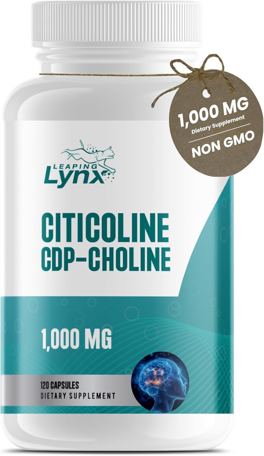 You are currently viewing Leaping Lynx Citicoline 1000 mg (CDP Choline) Capsules – 120 Count – CDP Choline Supplement for Brain, Focus & Memory Support – Nootropic Choline Supplement – Non-GMO, ISO-Certified