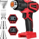 350W Cordless Heat Gun for Milwaukee M18 Battery – Adjustable 120°F–1110°F LCD Display Hot Air Gun with LED Light & 4 Nozzles for DIY, Crafts & Shrink Tubing (Tool Only)