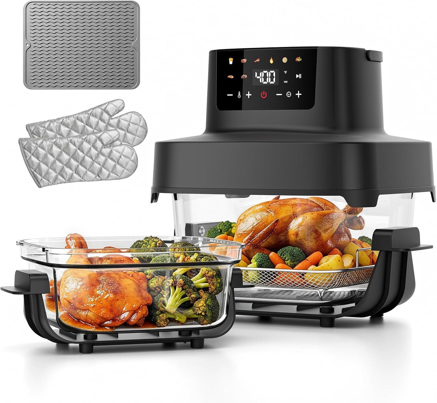 You are currently viewing Glass Air Fryer Non Toxic, 6.3QT & 4.4QT Air Fryer with Dual Glass Baskets with Lids, 8-in-1 Portable Air Fryers Cristal, PFOA & PFAS-Free, Dishwasher Safe, Ideal Kitchen Gift