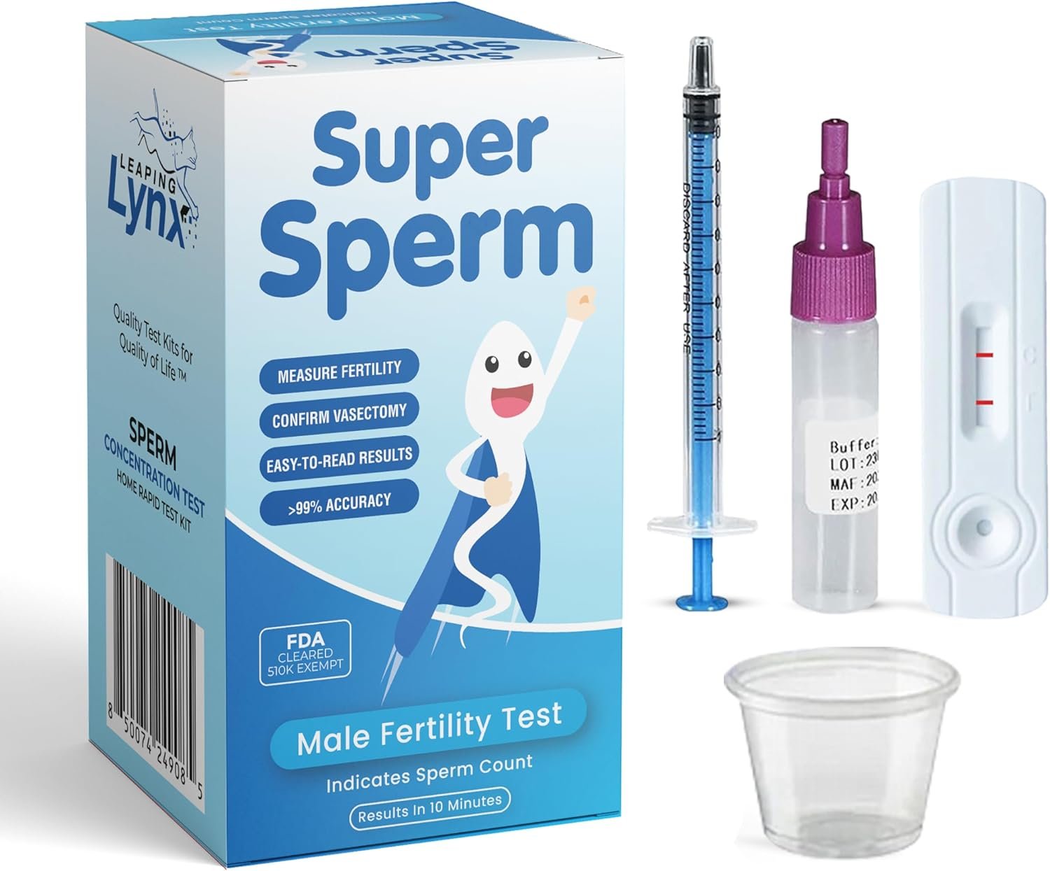 You are currently viewing Super Sperm Check Male Fertility Test Kit – At-Home Sperm Count Test, WHO-Recommended Sensitivity, Fast Results in Minutes, Detects Normal or Low Sperm Levels, Sperm Health & Vasectomy Test Kit