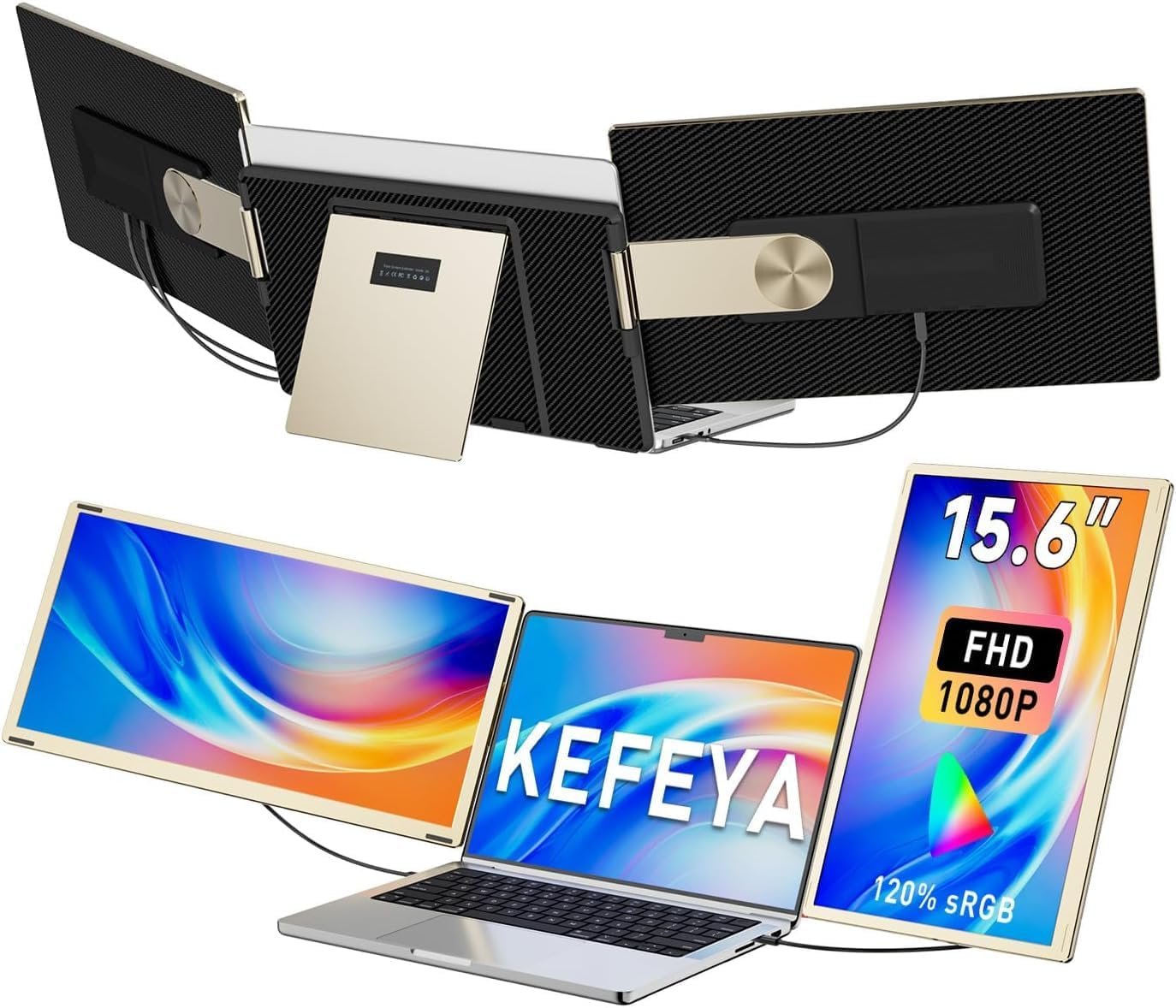 Read more about the article KEFEYA 15.6″ Laptop Screen Extender – FHD 1080P Triple Portable Monitor for 13″-17.3″ Laptops, 120% sRGB IPS Display, 235° Rotation, Detachable Dual Screens, Plug & Play for Windows, Mac, DeX, Chrome & Surface
