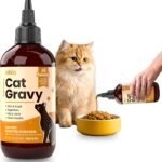 Everyday Cat Gravy – Wet Cat Food Topper for Dry Food and Wet Food with Chicken Bone Broth, Glucosamine, MSM, Omega 3 and Probiotics – Skin, Coat, Heart, Hip & Joint Support, 8oz RoastedChicken