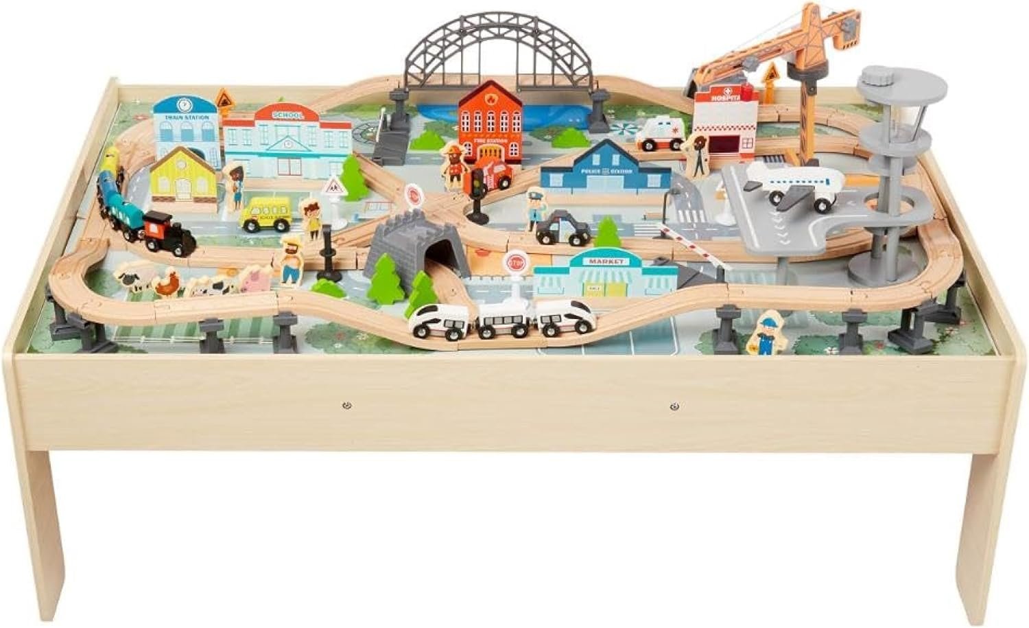 You are currently viewing Amazon Basics 120-Piece Wooden Train Set with Activity Table – Durable Kids Playset with Tracks, Storage Bin & Accessories, Easy Assembly, Educational Toy Gift for Boys & Girls Age 3+