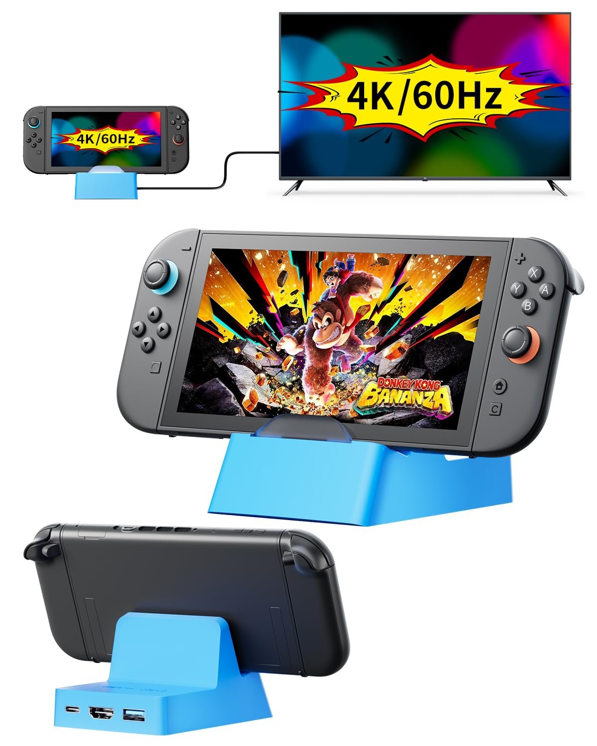 You are currently viewing Blue TV Docking Station for Nintendo Switch 2, 4K@60Hz HDMI Output, USB 3.0 Hub, 100W PD Fast Charging, Portable Mini Switch 2 Dock for TV Mode & Travel