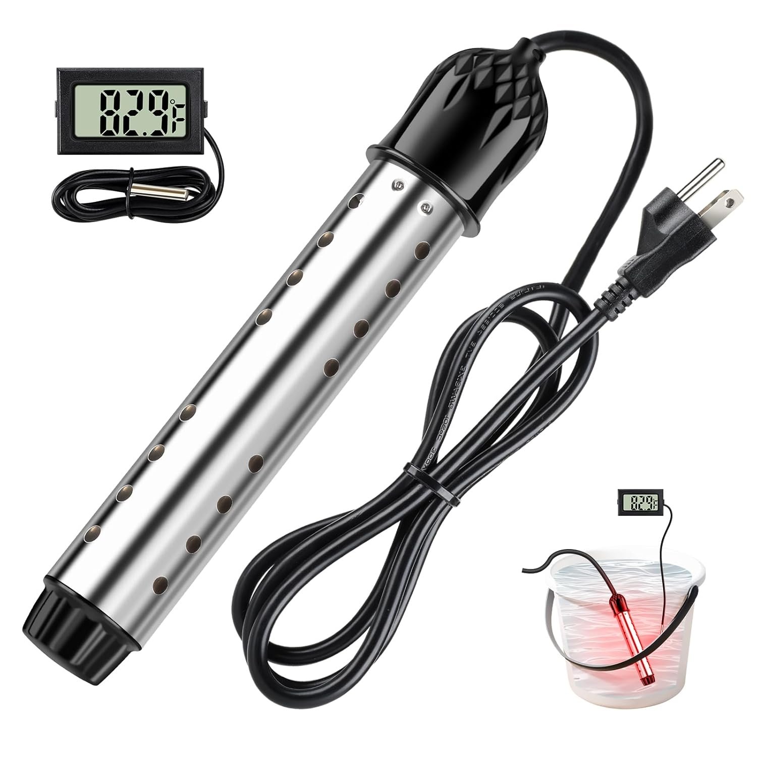 Read more about the article Portable 2000W Immersion Water Heater for Buckets & Tubs – Fast Heating Rod with Auto Shut-Off, Stainless Steel Guard & Digital Temperature Sensor for Home, Pool, RV & Outdoor Use