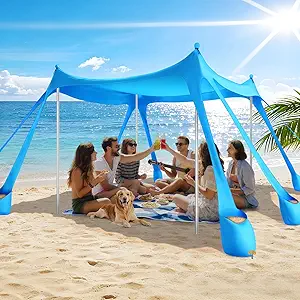 You are currently viewing Beach Tent Sun Shelter UPF 50+,10×10 FT Beach Canopy Tent Sun Shade,Pop Up Beach Canopy with 8 Sandbags, Outdoor Beach Shade for Camping