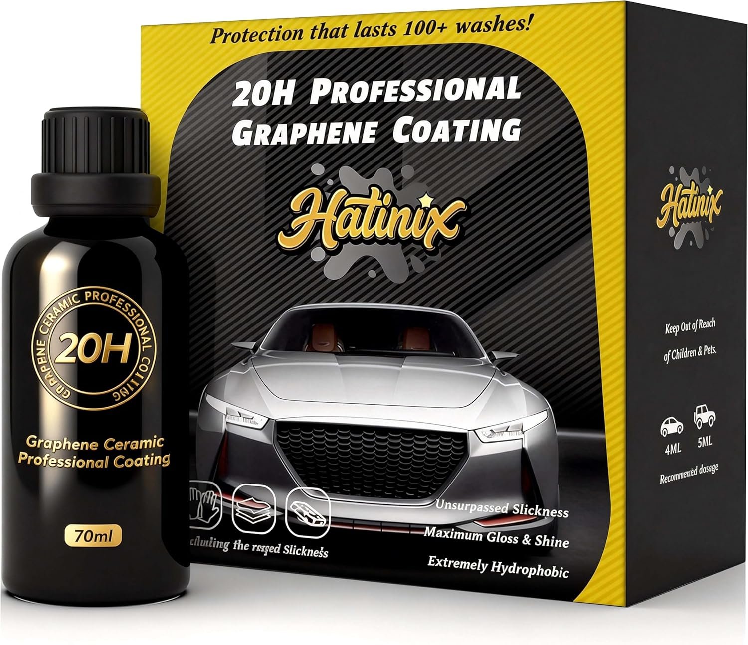 You are currently viewing 20H Graphene Ceramic Coating for Cars (70ml) – Professional Car Paint Protection, High Gloss Finish, Hydrophobic Nano Coating, Scratch & UV Resistant, Easy DIY Application Kit