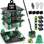 NEST EASY Heavy Duty Furniture Dolly 360° Rotating 5 Wheels, Alloy Steel Furniture Movers Up to 3000 lbs/1360 Kg Load Capacity with Measure Tape and Leveler (5.3×5.3 in)