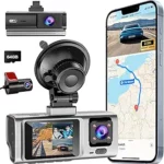 3 Channel Dash Cam, QHD 2.5K+1080P+1080P 3-Way Recording, WiFi Dash Camera with APP Control, 1440P Front+4 IR Lights, 24H Parking Mode with Time-Lapse, G-Sensor, Loop Recording,Free 64GB Card