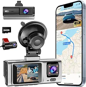 You are currently viewing 3 Channel Dash Cam, QHD 2.5K+1080P+1080P 3-Way Recording, WiFi Dash Camera with APP Control, 1440P Front+4 IR Lights, 24H Parking Mode with Time-Lapse, G-Sensor, Loop Recording,Free 64GB Card