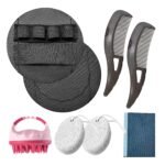 Dead Skin Remover Kit – 2PCS Exfoliating Gloves for Deep Cleansing & Body Scrub, 2PCS Dandruff Comb for Scalp Care, 1 Silicone Brush – Full Body & Hair Care Set for Men & Women
