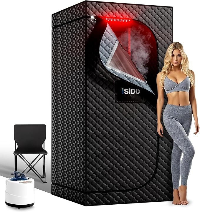 Read more about the article Upgraded Infrared Steam Sauna with 660nm Red Light Therapy & 850nm Infrared Light Panel, 3L 1300W Steamer, Folding Chair, XXL Portable Sauna Personal Sauna Box Sauna Tent Home Sauna