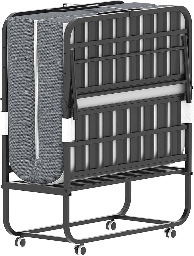 You are currently viewing AQY Folding Rollaway Bed with Memory Foam Mattress – Portable Twin Size Guest Bed (75” x 38”) with Wheels & Heavy-Duty Metal Frame