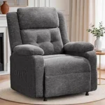 Grey Swivel Rocking Recliner Chair with Massage and Heating