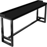Wood Rectangular Narrow Bar Table, High Top Bar Table, Rustic Long Bar Pub With Storage, for Kitchen, Small Space,Restaurant, Living Room& Coffee Shop Black(Single layer/guard)