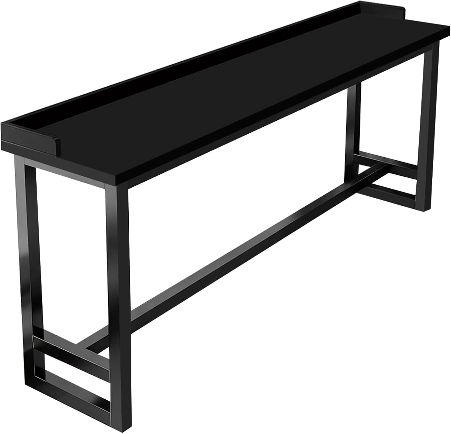 You are currently viewing Wood Rectangular Narrow Bar Table, High Top Bar Table, Rustic Long Bar Pub With Storage, for Kitchen, Small Space,Restaurant, Living Room& Coffee Shop Black(Single layer/guard)