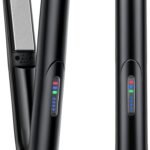 Cordless Hair Straightener and Curler 2 in 1 Ceramic Flat Iron Mini Cordless Portable Travel Hot Tools Straight Curl for Women Men USB Rechargeable with Pouch(red Grey)