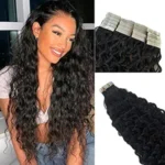 ater Wave Tape in Human Hair Extension for Black Women,9A Brazilian Human Hair Adhesive Tape in Hair Loose Wave Skin Weft Tape ins Human Hair Extension Full Ends 20PCS 50G