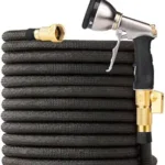 Expandable Garden Hose 50ft with 10 Spray Nozzle, Lightweight Flexible Water Pipe, Durable Latex Core, Solid Brass Fittings, Leak-Proof Retractable Hose for Gardening, Car Wash & Home Use