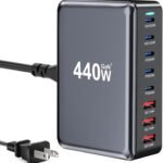 440W USB C Fast Charger Block, Multi-port USB Charging Station, GaN Ⅲ Double 100W PD PPS Port Fast Charging Station for Multiple Devices,Laptop Wall Charger Compatible with MacBook, iPhone
