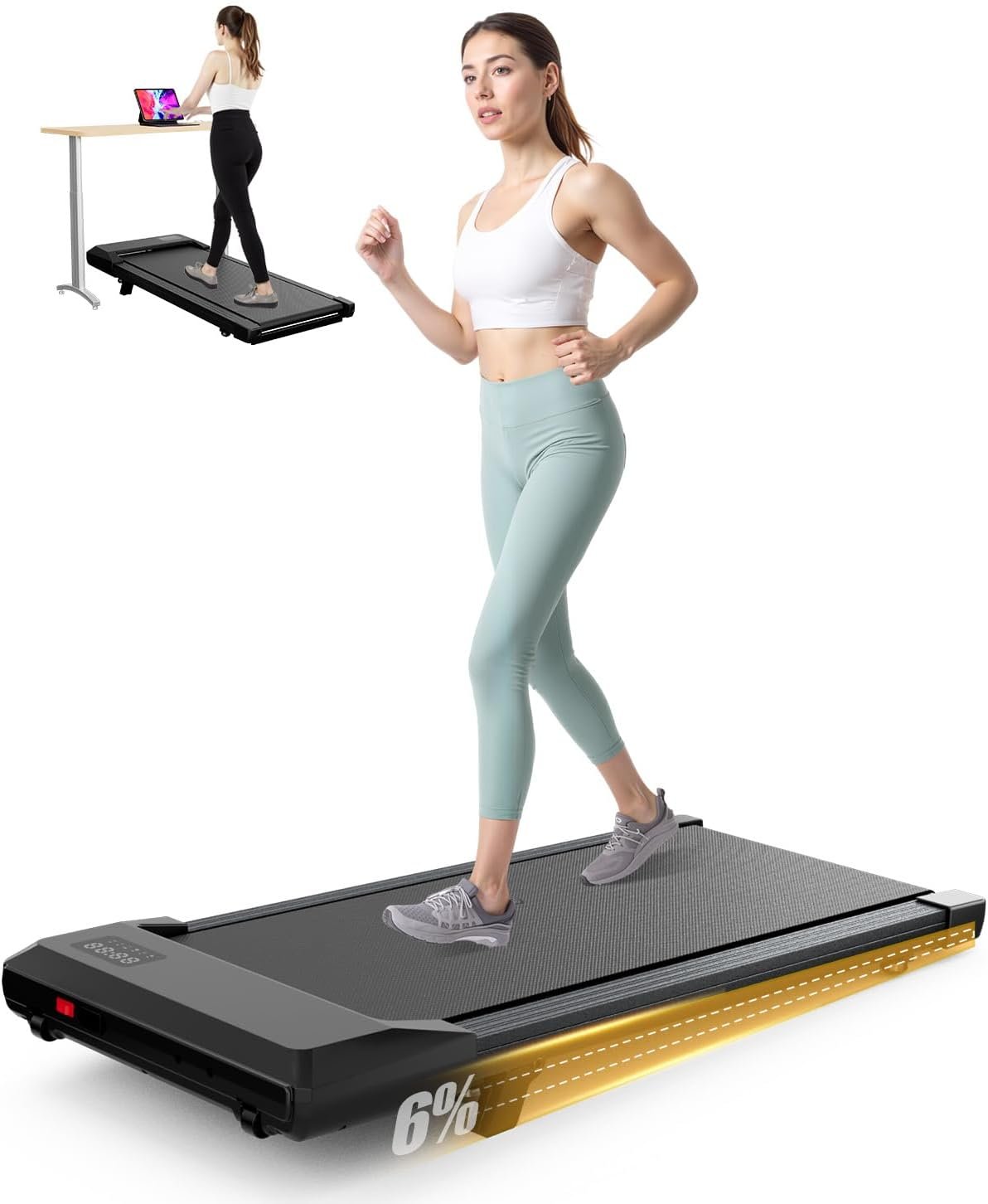 You are currently viewing SupeRun Under Desk Walking Pad with Incline, 2.5HP Quiet Treadmill for Home Office & Standing Desks, 300 LBS Capacity Portable Walking Machine with Remote